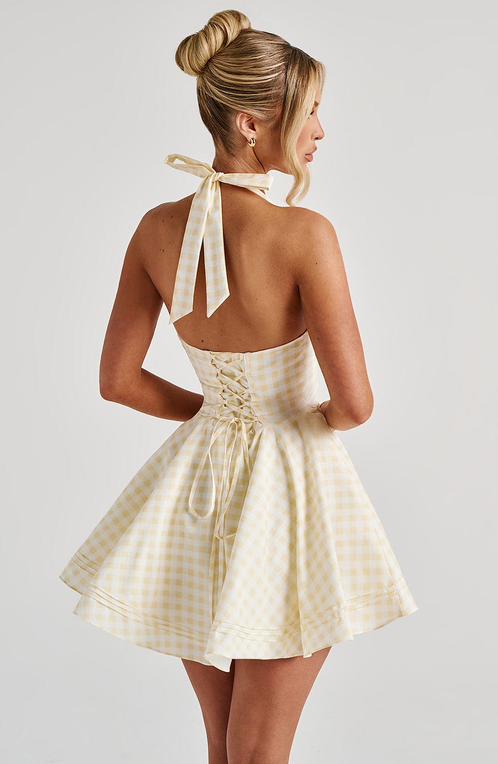 Fioralina Mini Dress in Lemon Gingham by Clandour, product photo 2