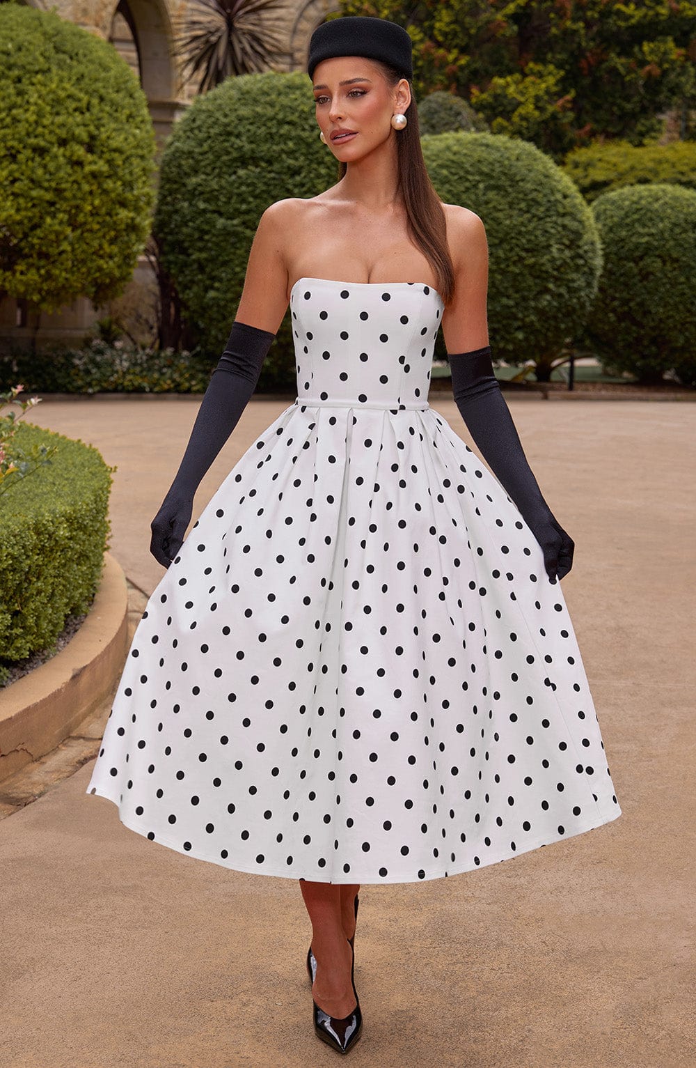 Fioralise Midi Dress in Black Polka Dot Print by Clandour, product photo 3