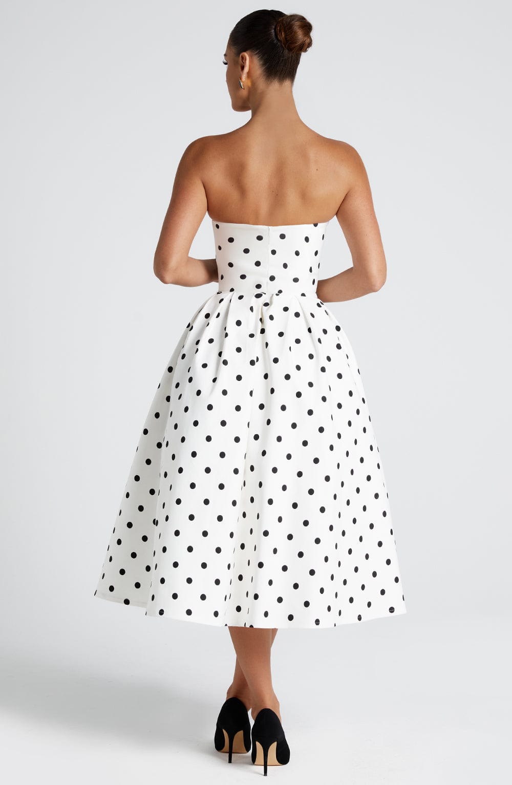 Fioralise Midi Dress in Black Polka Dot Print by Clandour, product photo 5