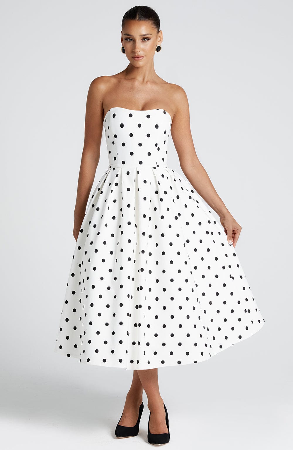 Fioralise Midi Dress in Black Polka Dot Print by Clandour, product photo 7