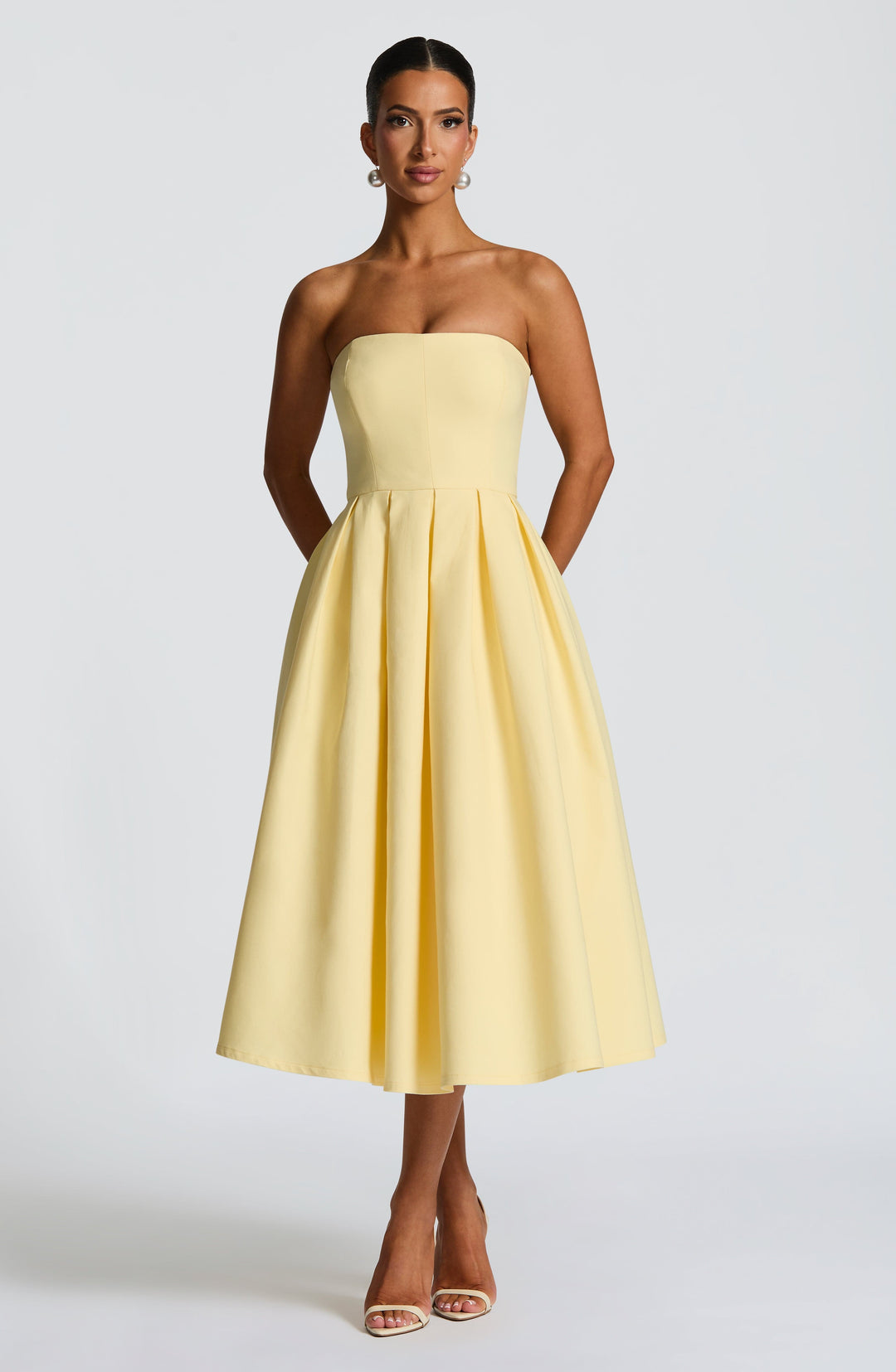 Fioralise Midi Dress in Lemon by Clandour, product photo 5