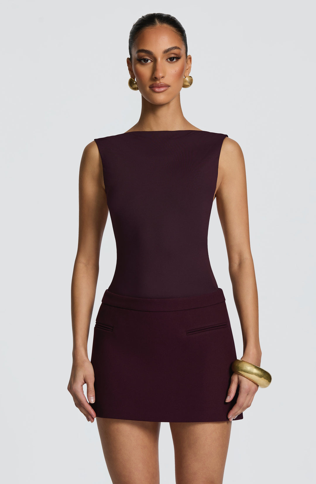 Fioranora Mini Skirt in Plum by Clandour, product photo 1