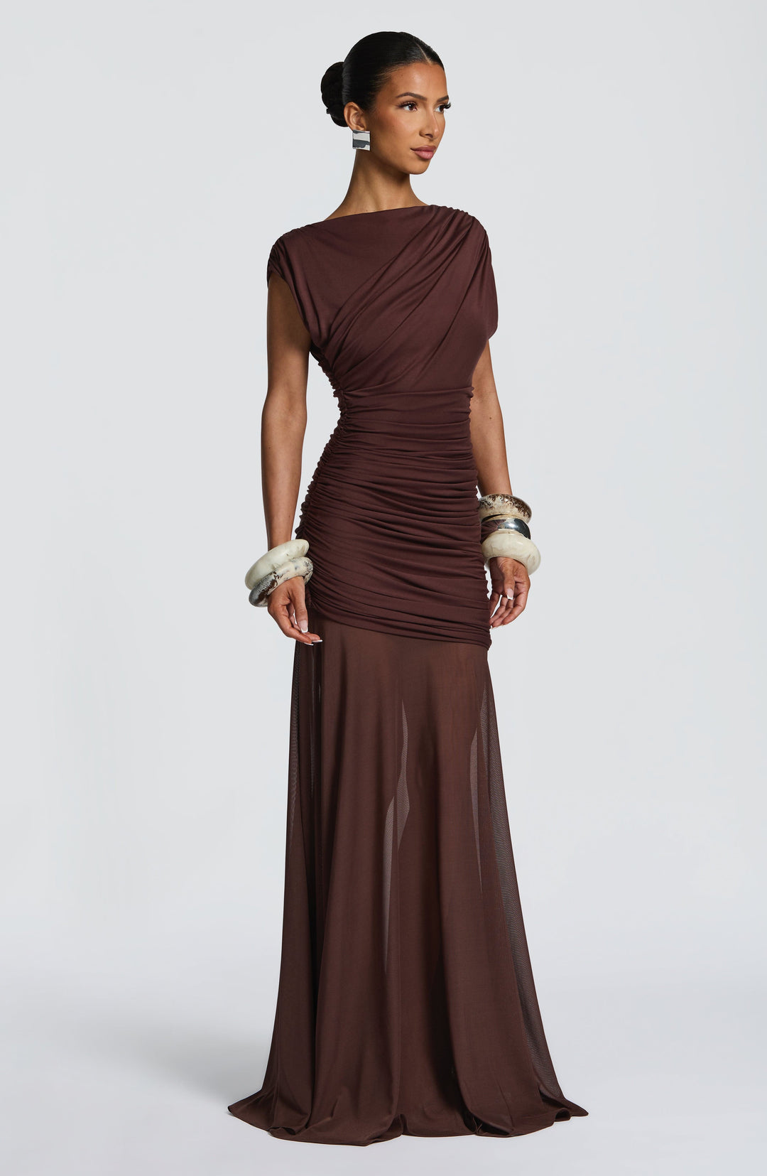 Fioraola Maxi Dress in Plum Brown by Clandour, product photo 3