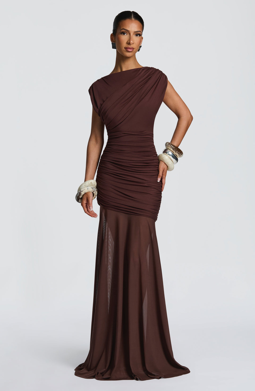 Fioraola Maxi Dress in Plum Brown by Clandour, product photo 6