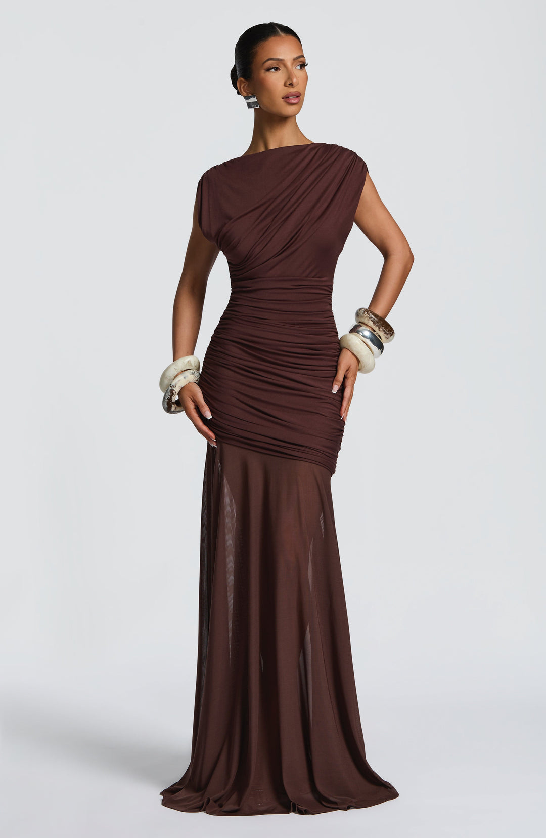 Fioraola Maxi Dress in Plum Brown by Clandour, product photo 9