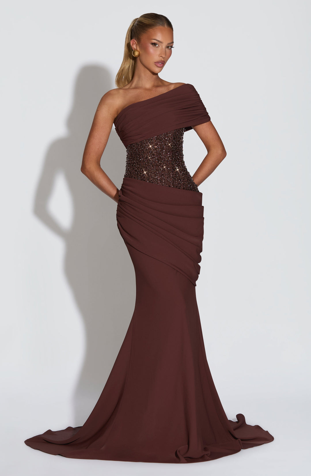 Giaena Gown in Plum Brown by Clandour, product photo 1