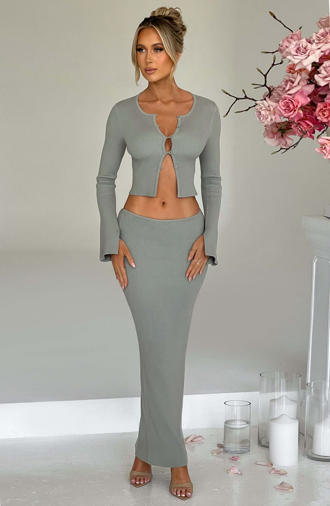 Giaette Maxi Skirt in Khaki by Clandour, product photo 1
