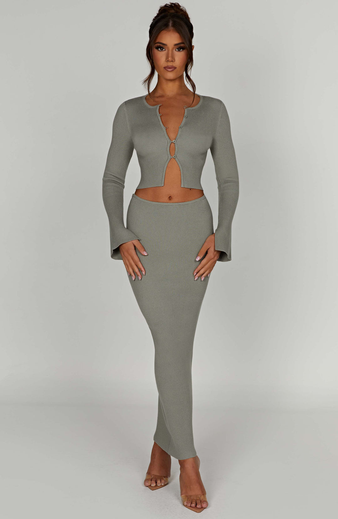 Giaette Maxi Skirt in Khaki by Clandour, product photo 5