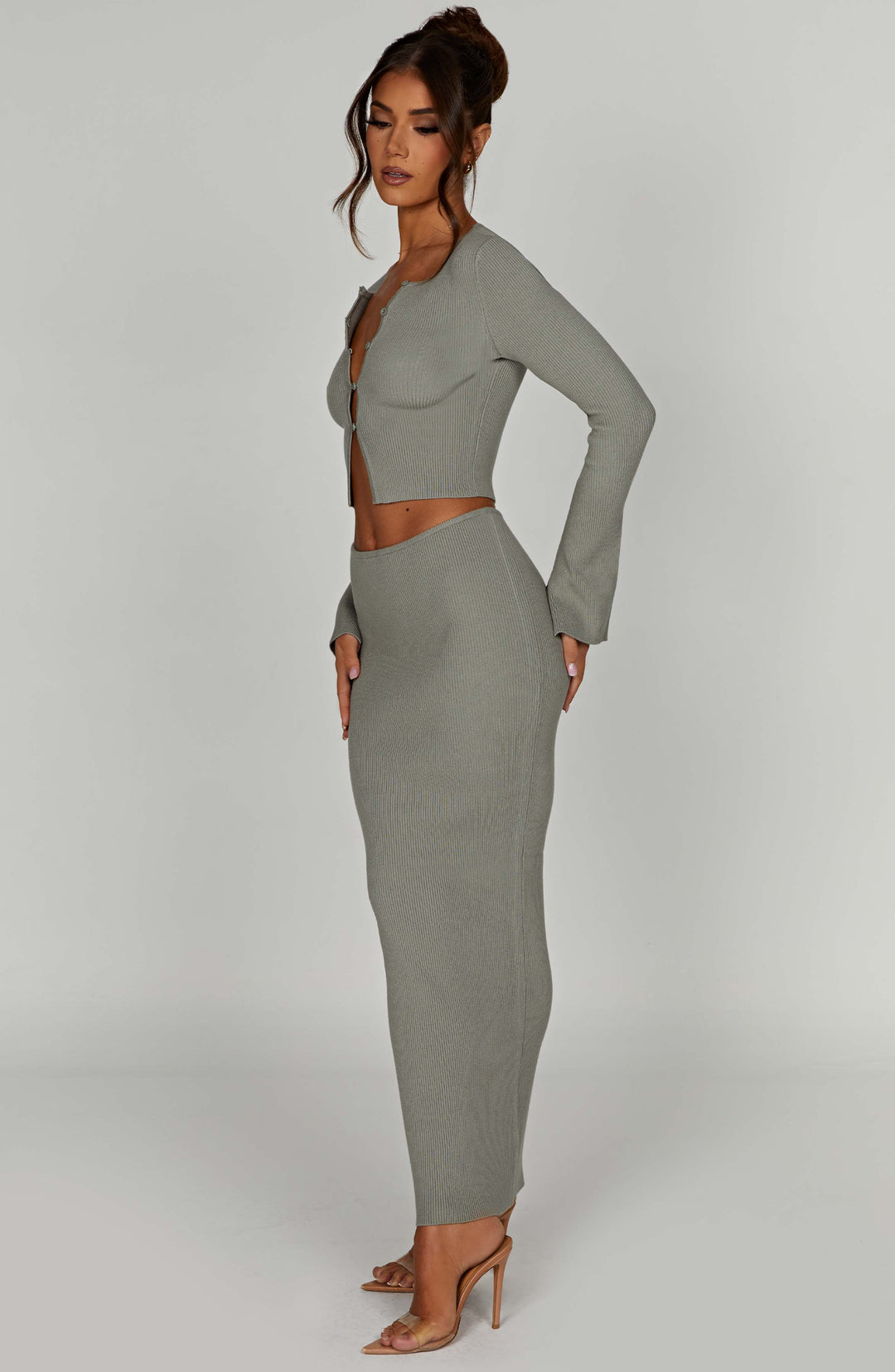Giaette Maxi Skirt in Khaki by Clandour, product photo 6