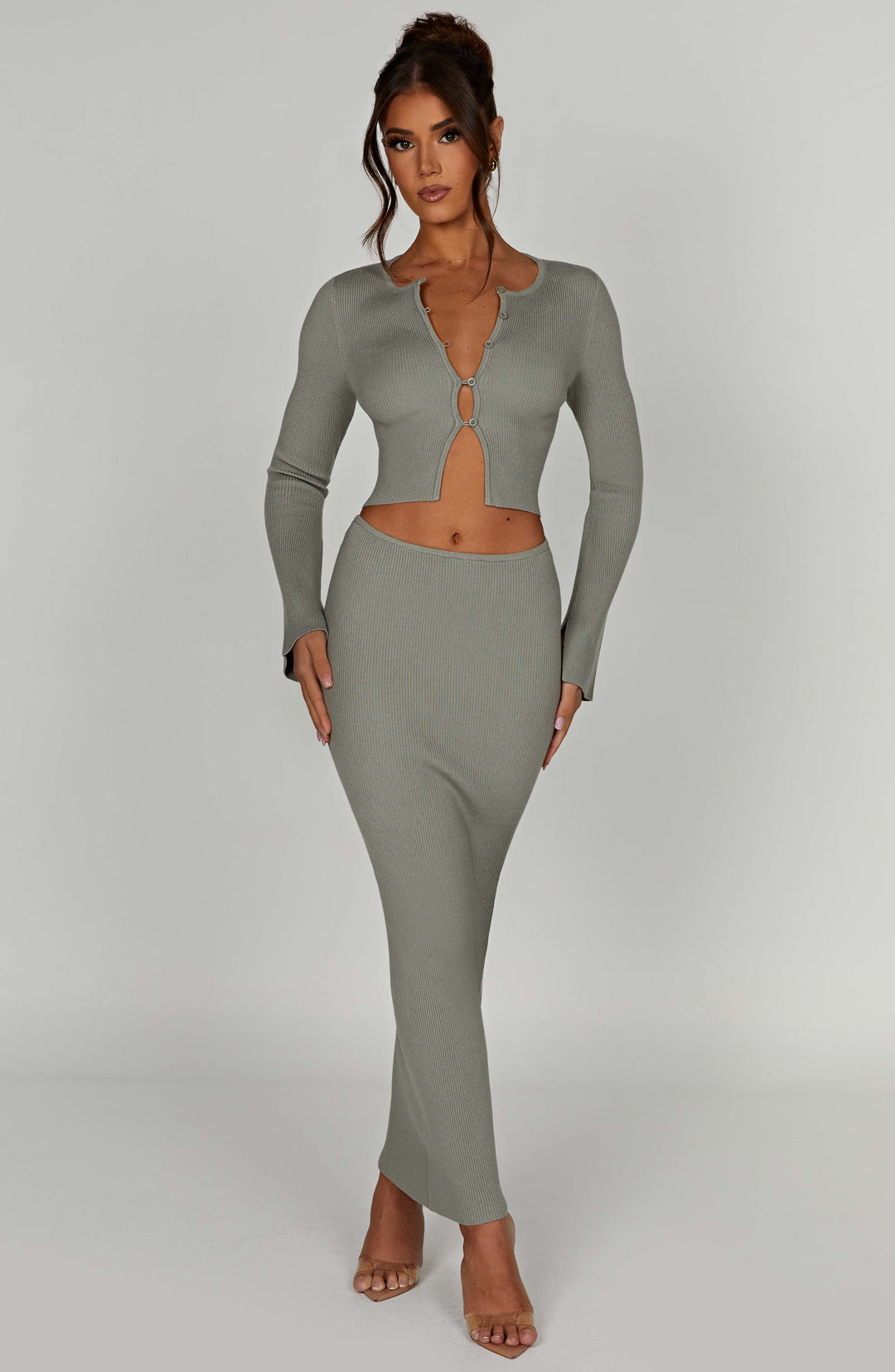 Giaette Maxi Skirt in Khaki by Clandour, product photo 7