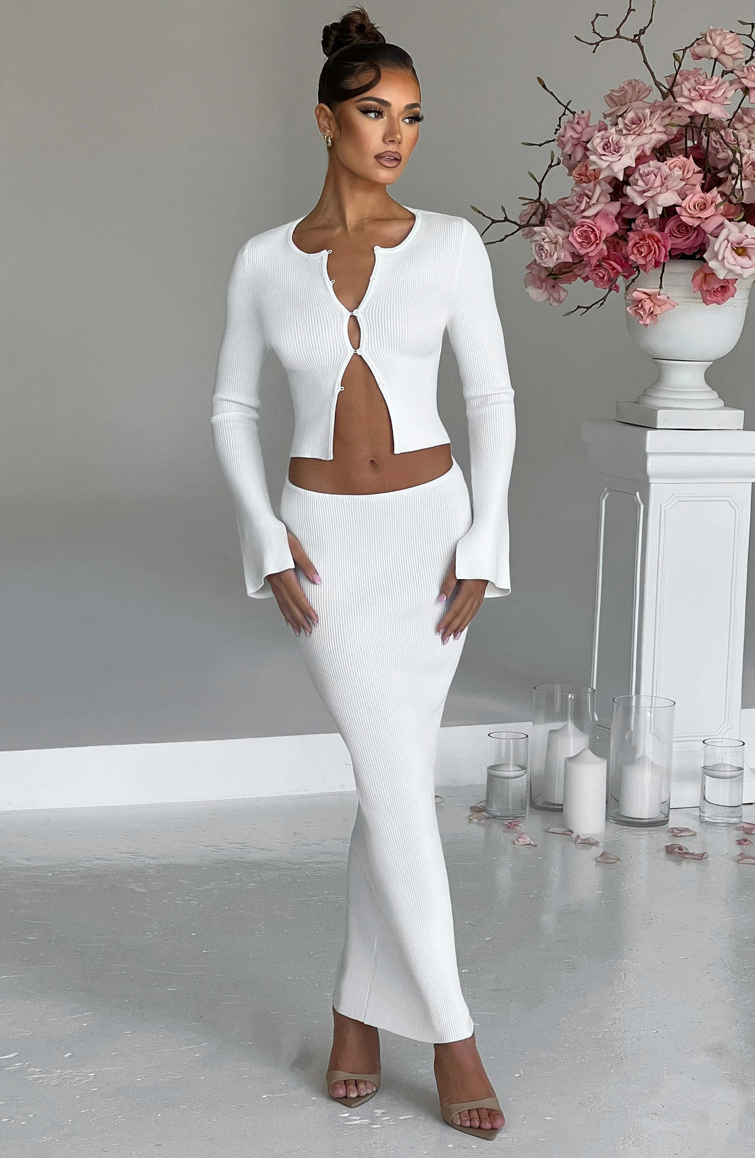 Giaette Maxi Skirt in White by Clandour, product photo 1