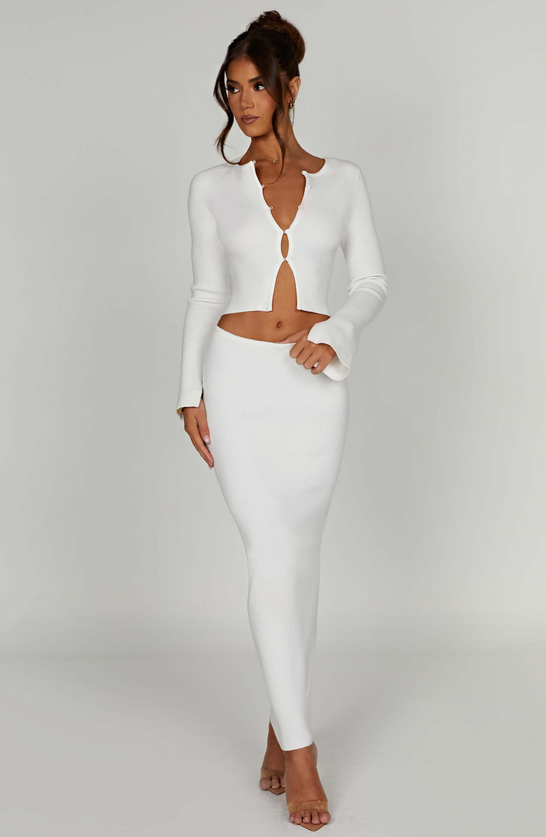 Giaette Maxi Skirt in White by Clandour, product photo 4