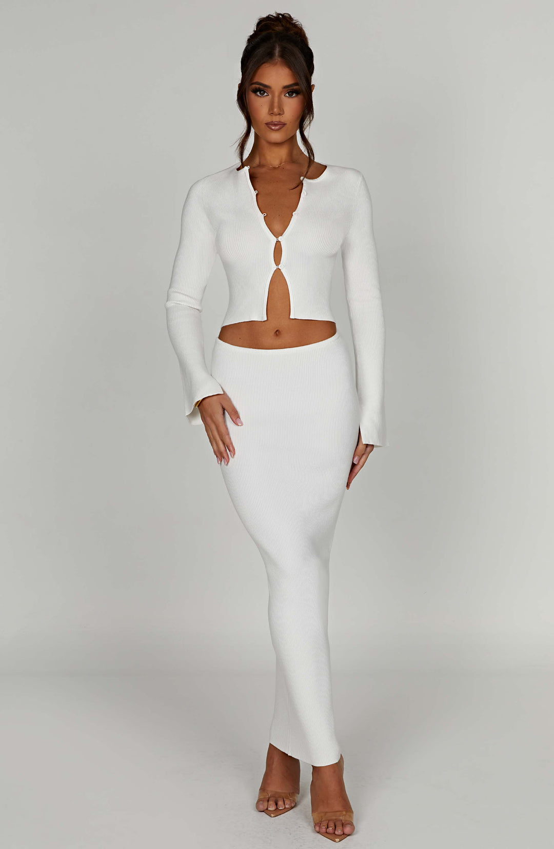 Giaette Maxi Skirt in White by Clandour, product photo 7