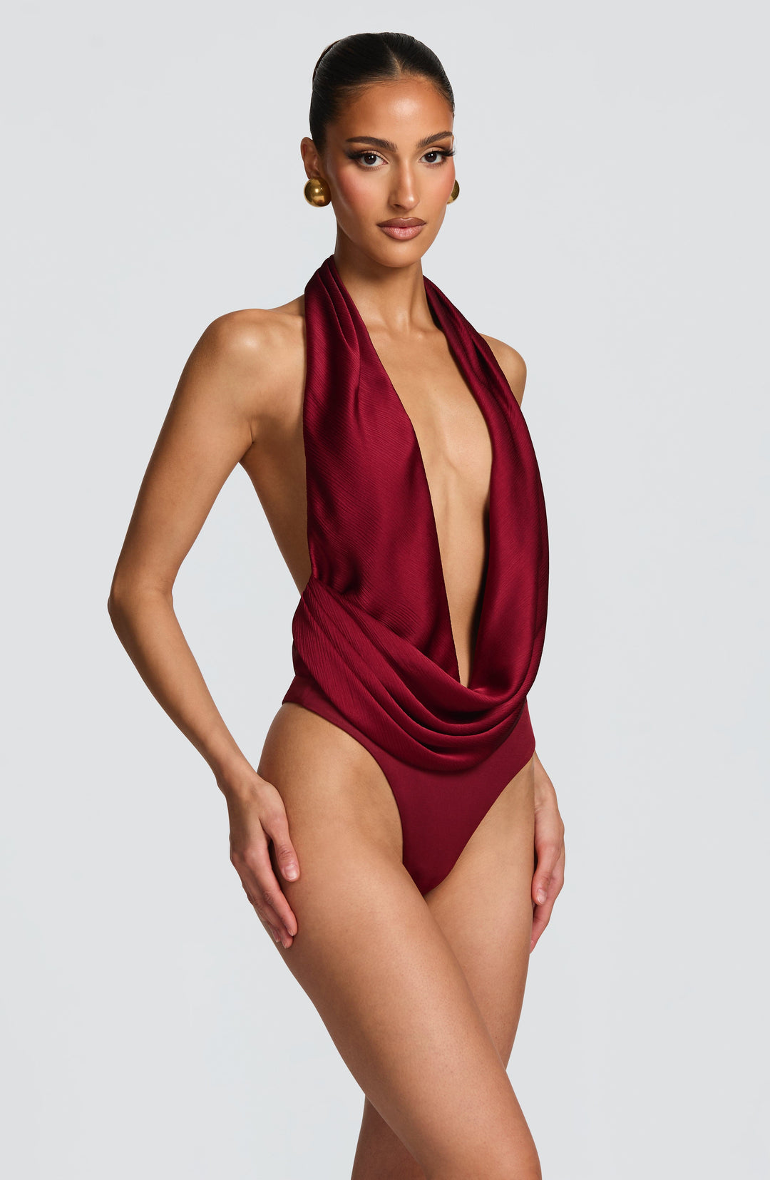 Giaia Bodysuit in Burgundy by Clandour, product photo 1