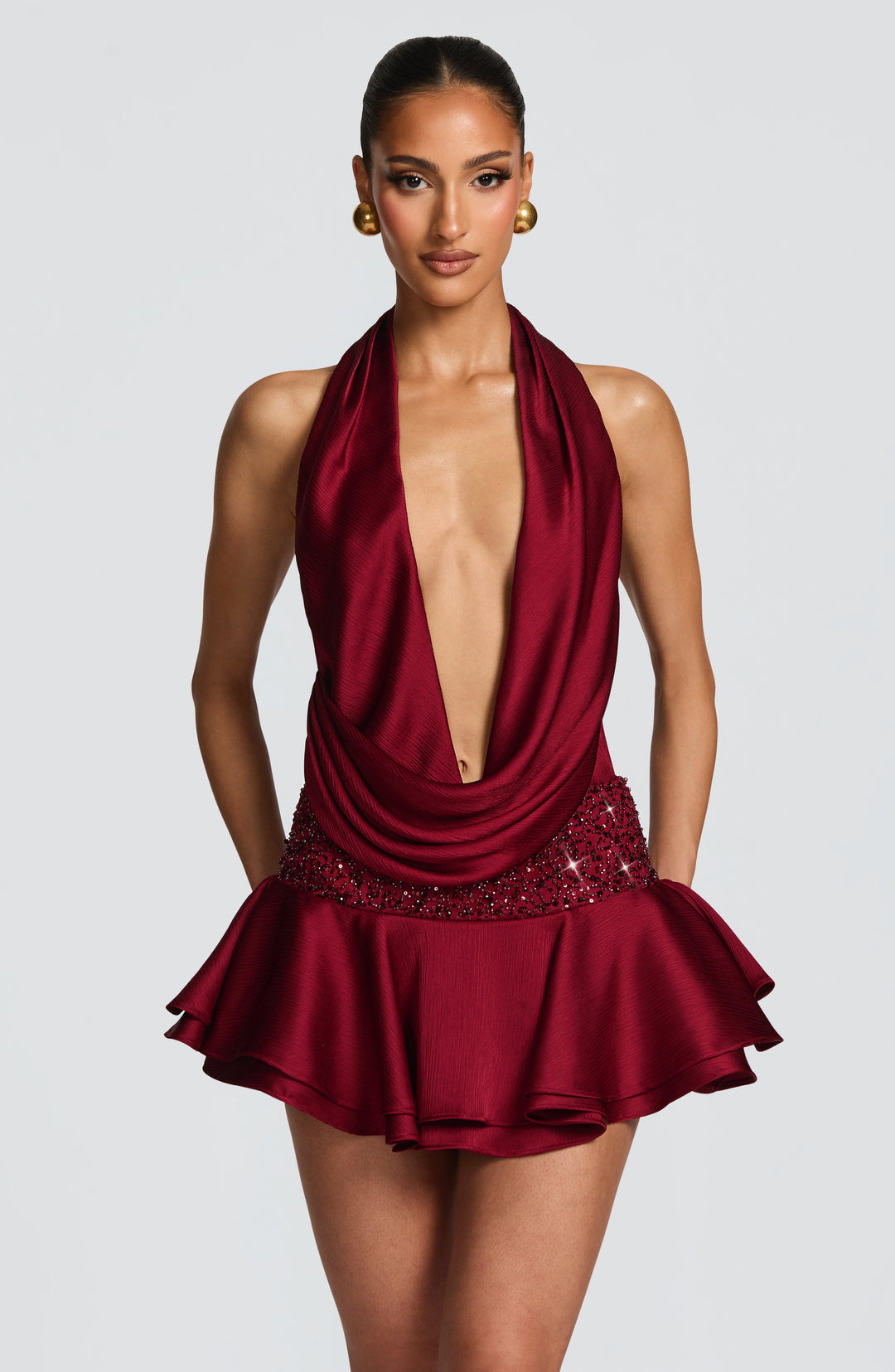 Giaia Bodysuit in Burgundy by Clandour, product photo 3