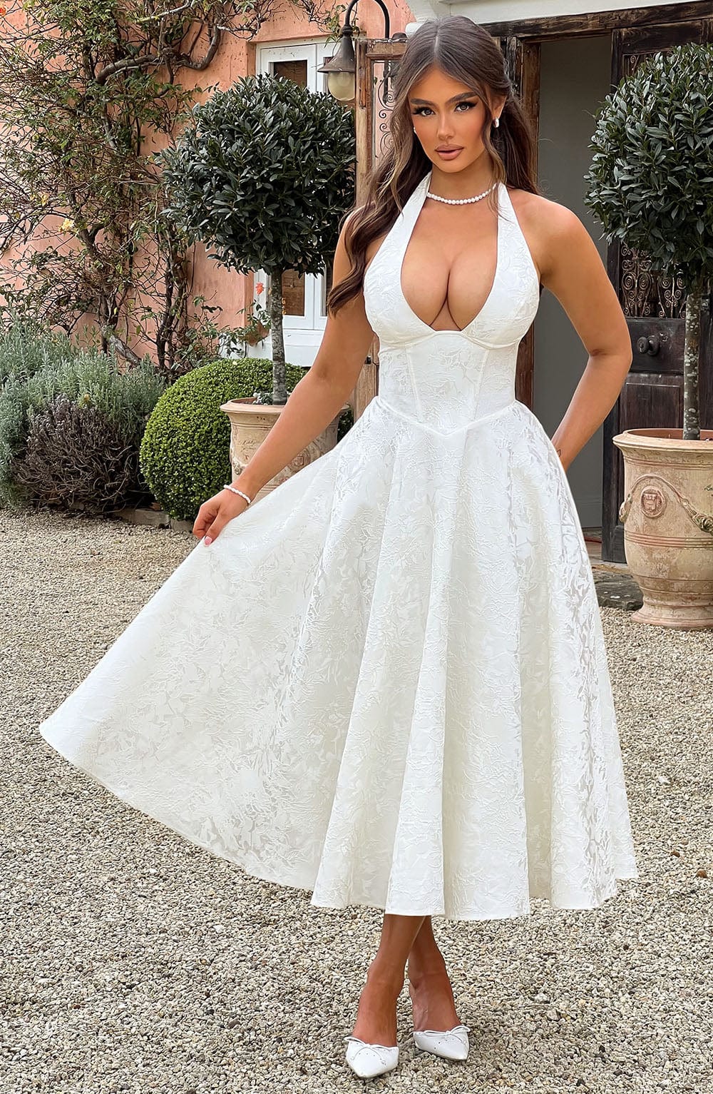 Clandour | Giaine Midi Dress - Ivory - product photo 2