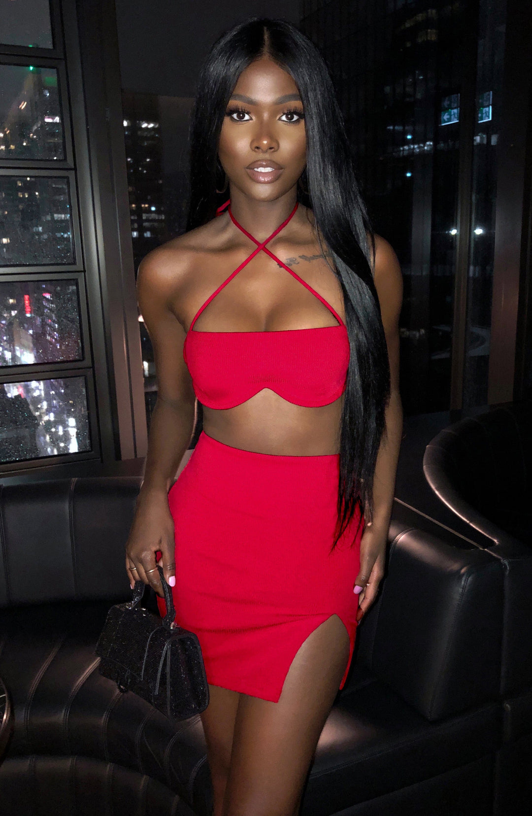 Giaise Mini Skirt in Red by Clandour, product photo 1