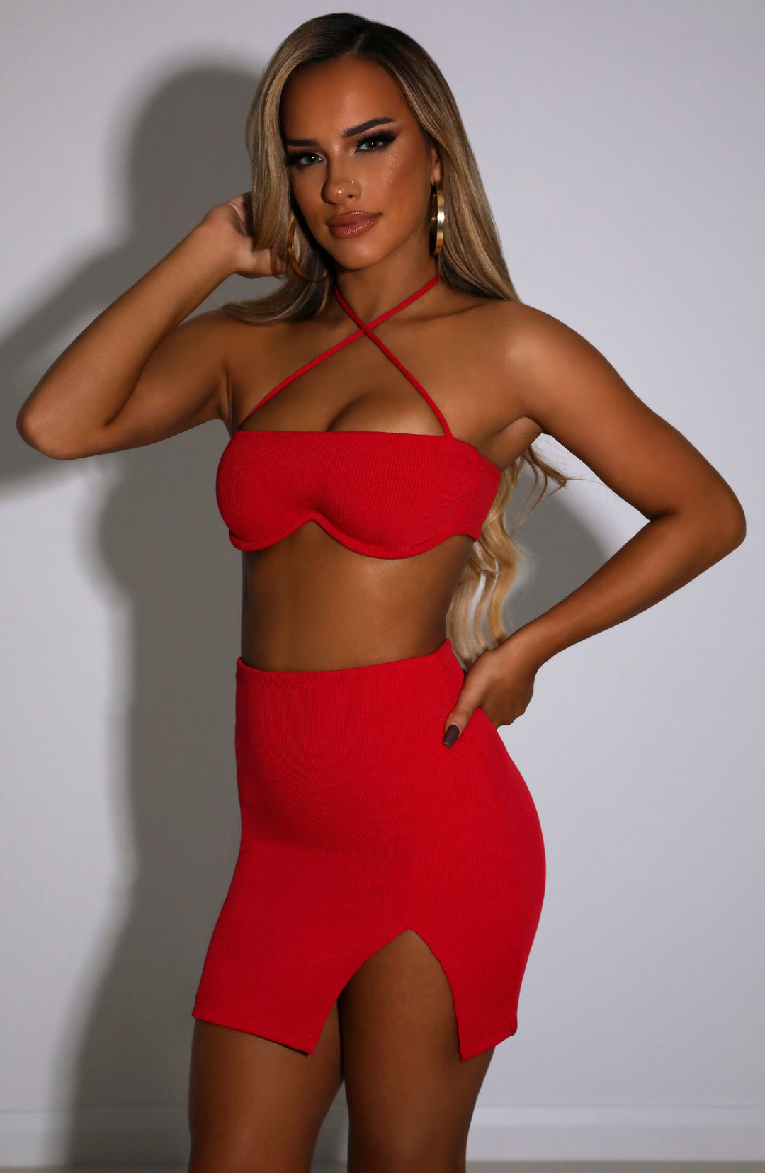 Giaise Mini Skirt in Red by Clandour, product photo 4