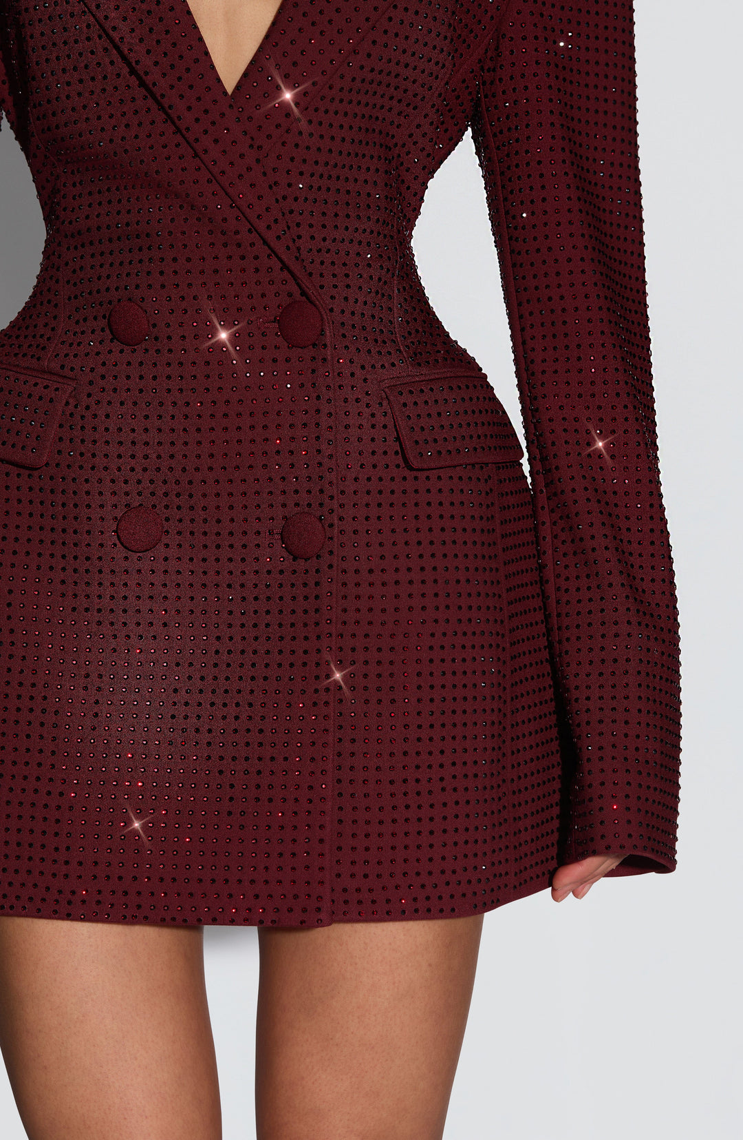 Gialina Mini Dress in Burgundy Sparkle by Clandour, product photo 6