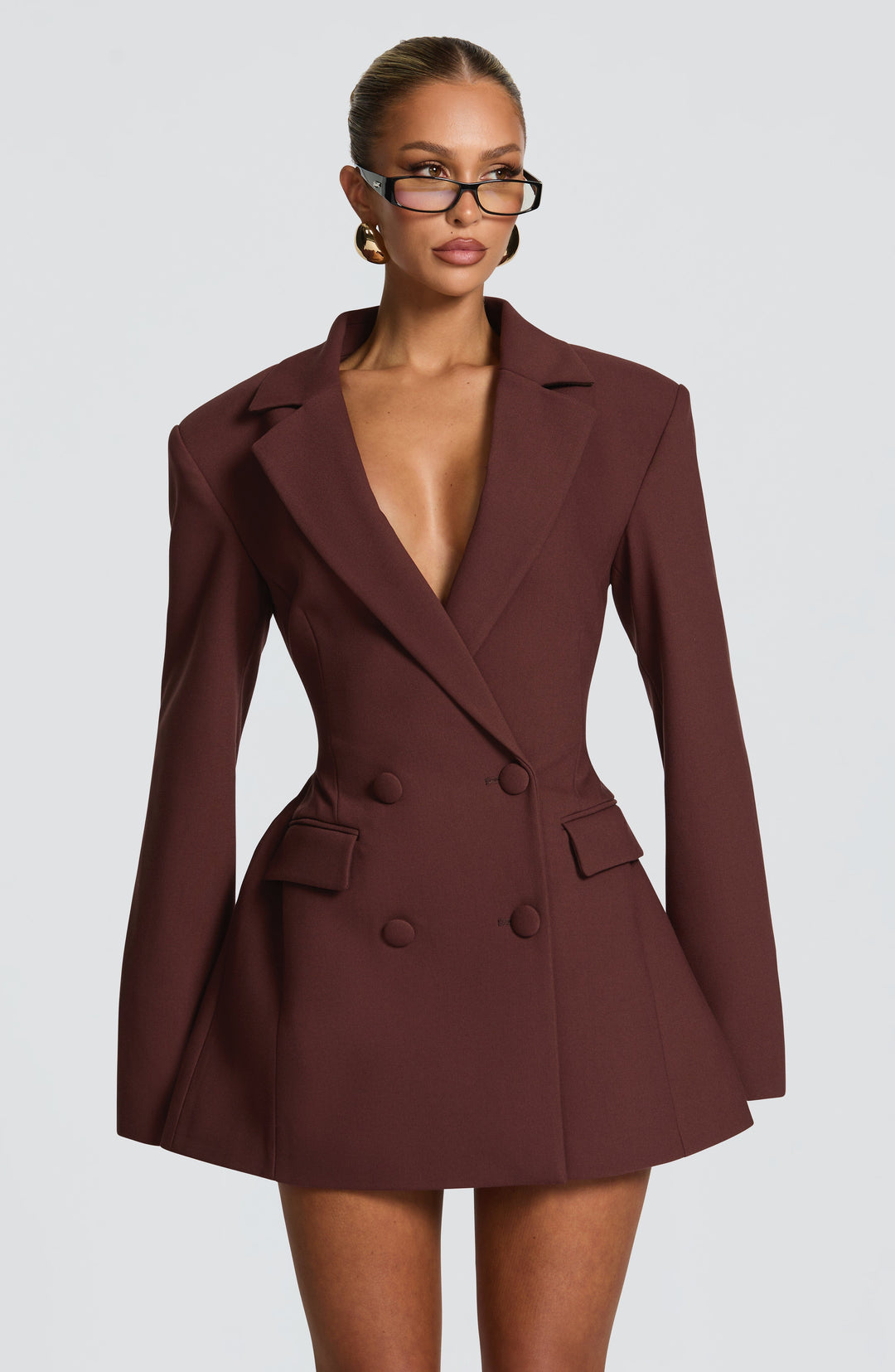 Gialina Mini Dress in Plum Brown by Clandour, product photo 1