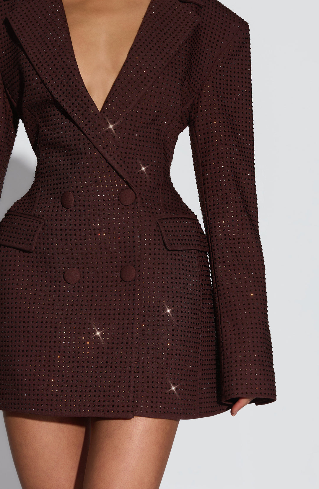 Gialina Mini Dress in Plum Brown Sparkle by Clandour, product photo 4