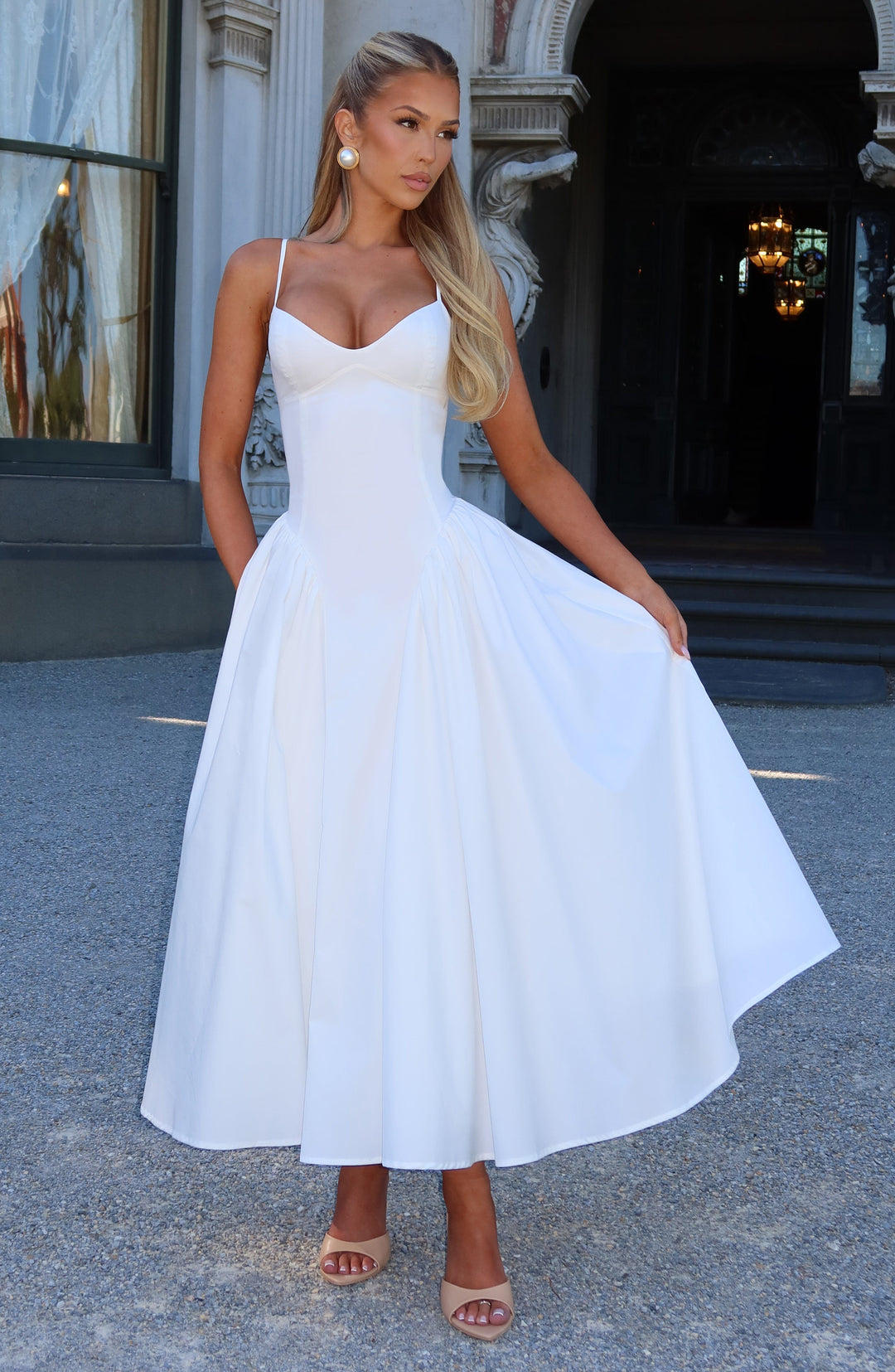 Gialise Midi Dress in Ivory by Clandour, product photo 2