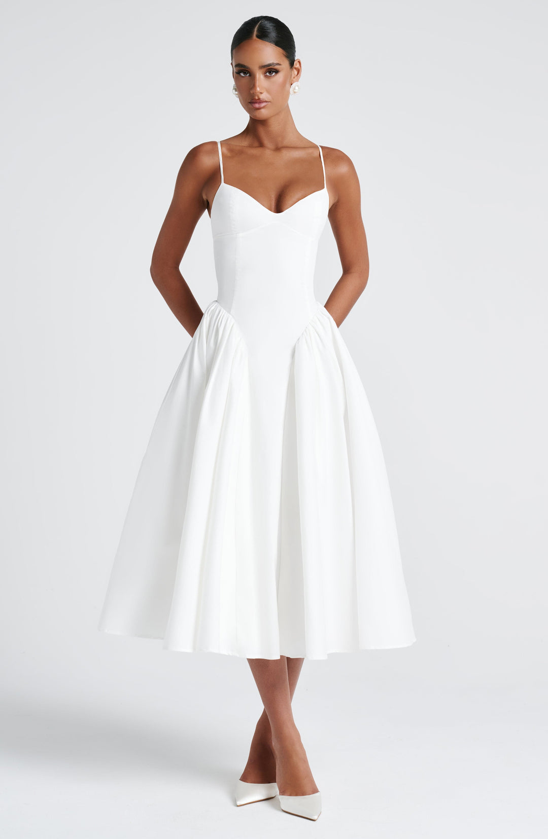 Gialise Midi Dress in Ivory by Clandour, product photo 9