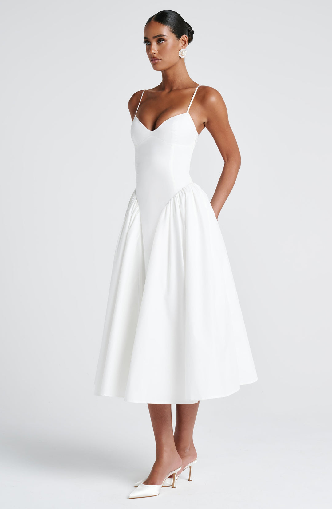 Gialise Midi Dress in Ivory by Clandour, product photo 10