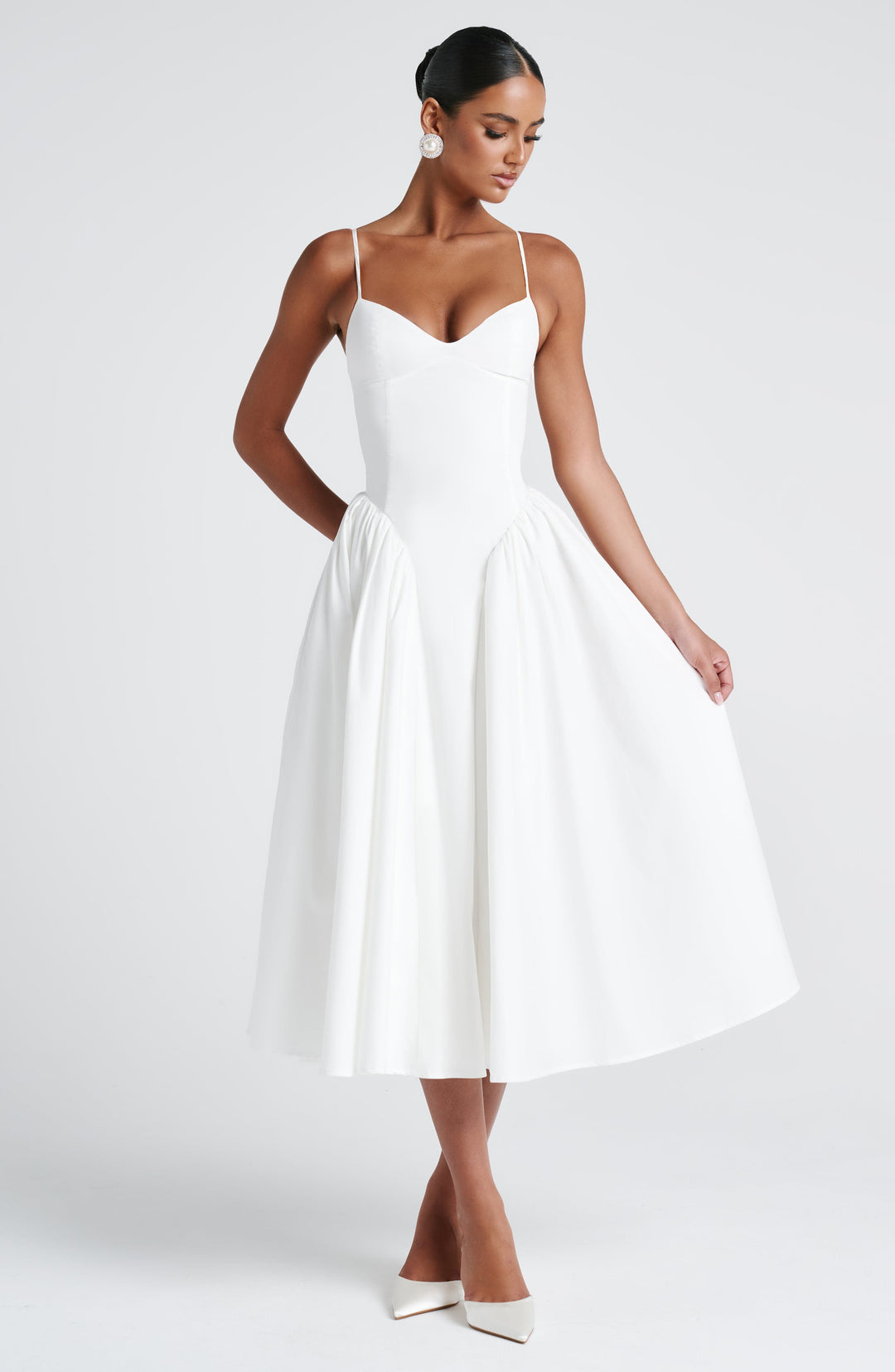 Gialise Midi Dress in Ivory by Clandour, product photo 11