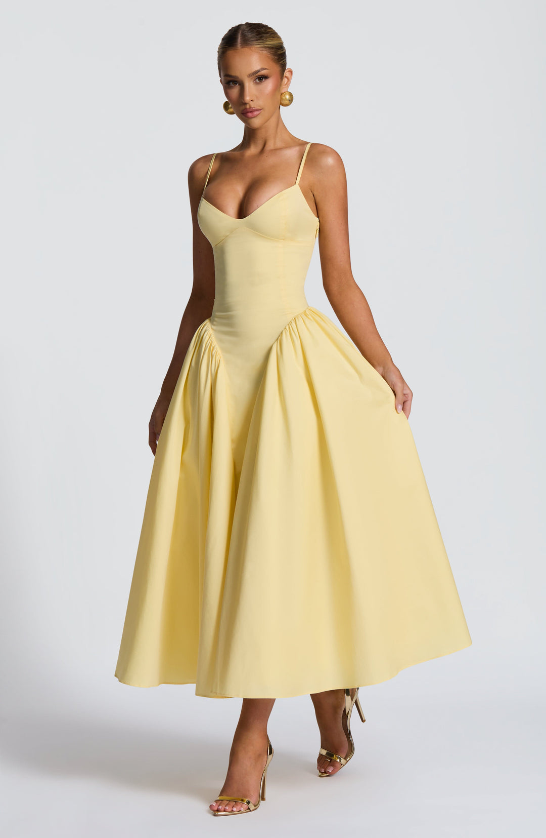 Gialise Midi Dress in Lemon by Clandour, product photo 4