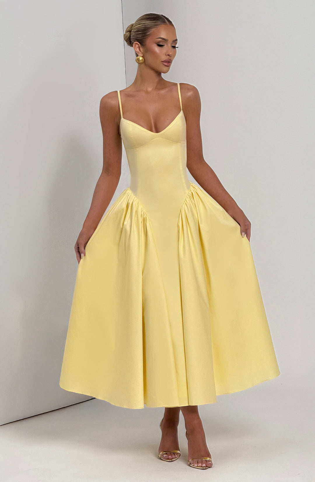 Gialise Midi Dress in Lemon by Clandour, product photo 5