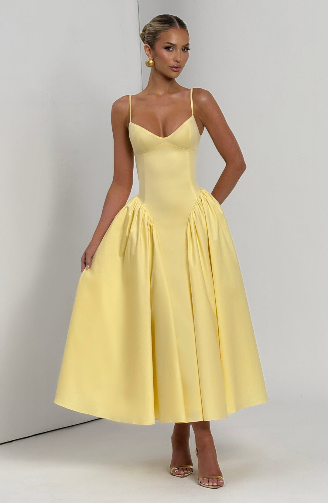 Gialise Midi Dress in Lemon by Clandour, product photo 6