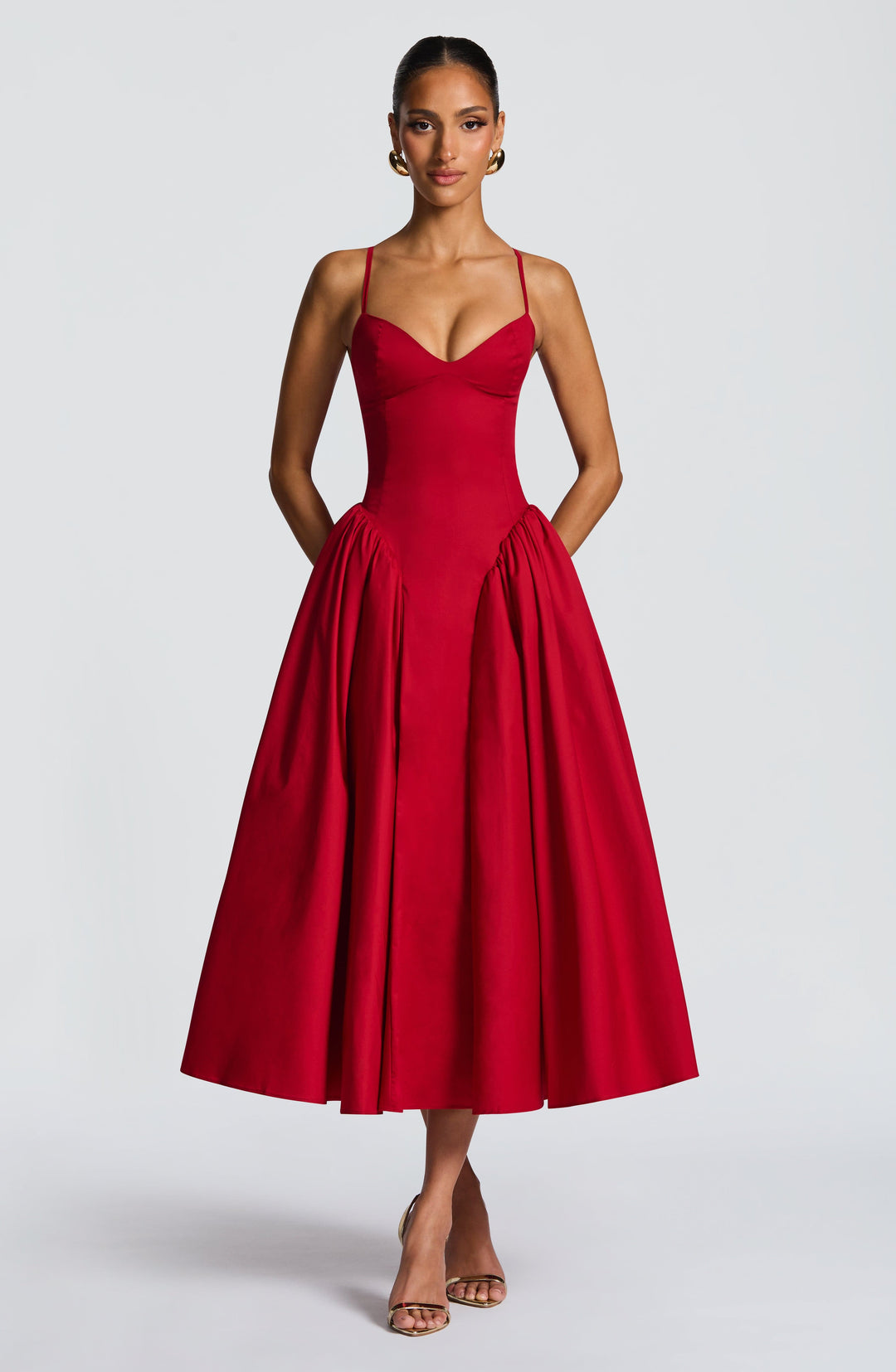 Gialise Midi Dress in Red by Clandour, product photo 5