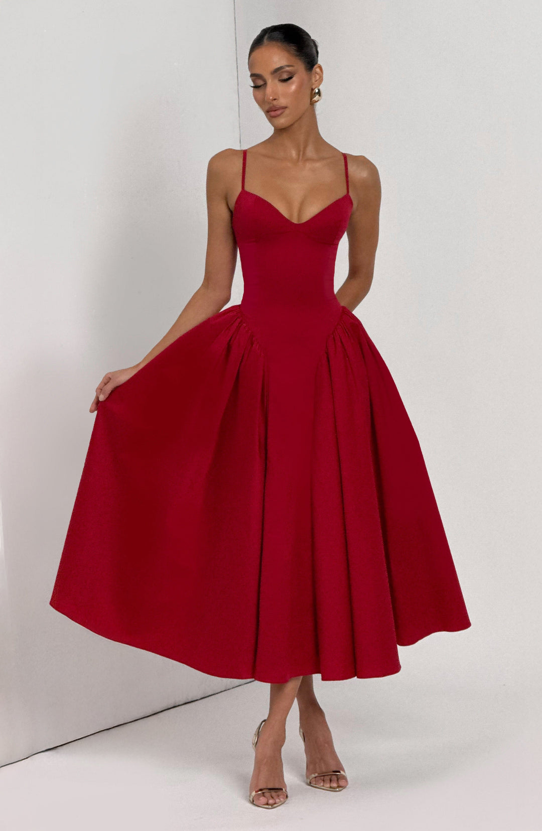 Gialise Midi Dress in Red by Clandour, product photo 6