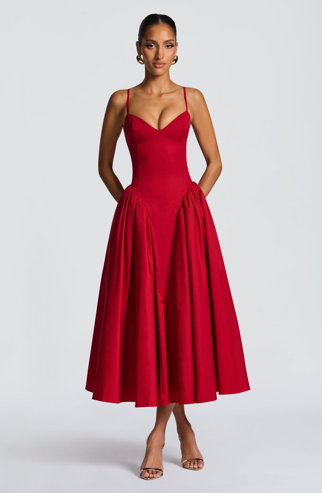 Gialise Midi Dress in Red by Clandour, product photo 8
