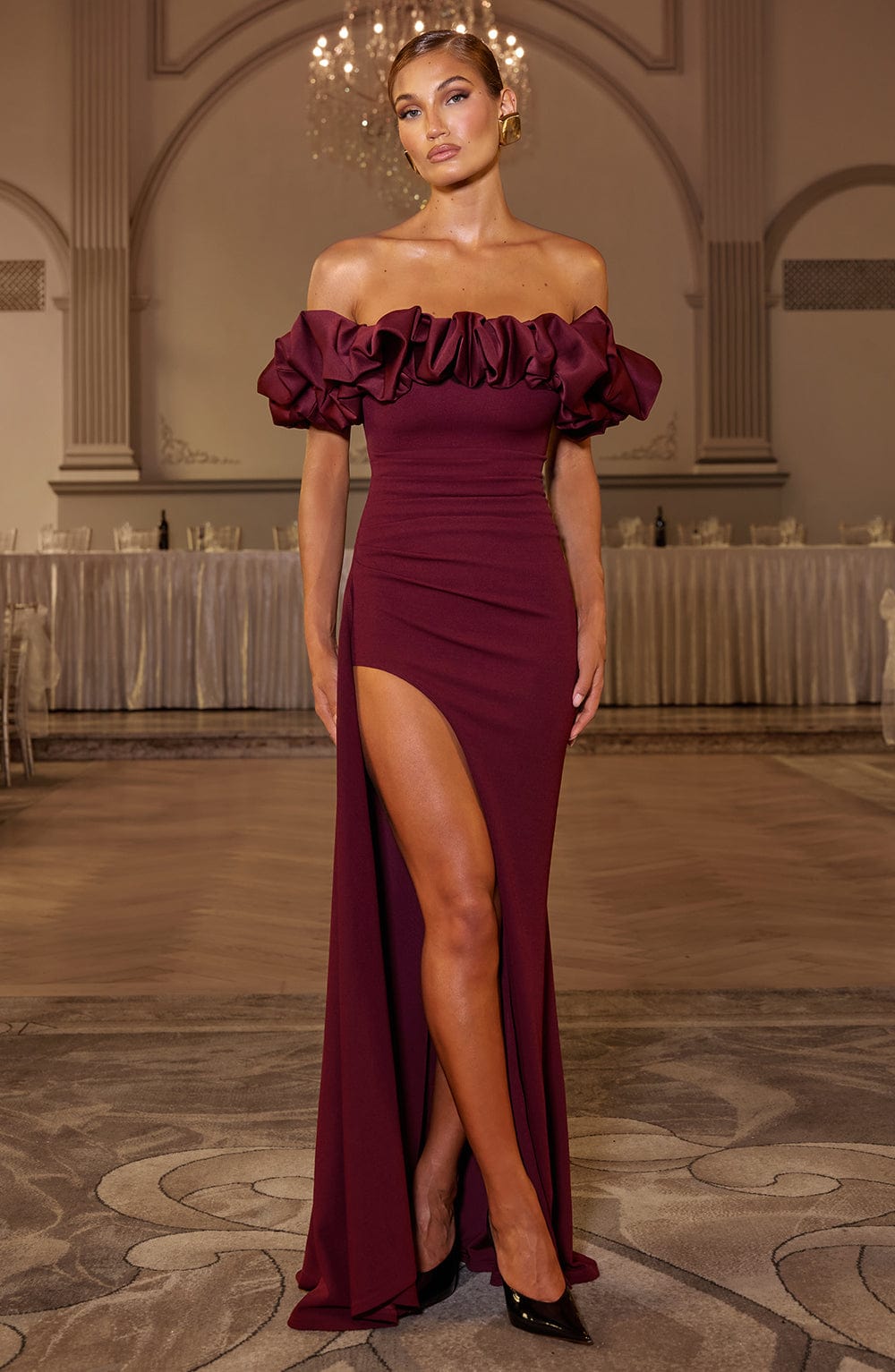 Giaoria Maxi Dress in Cherry Lacquer by Clandour, product photo 2