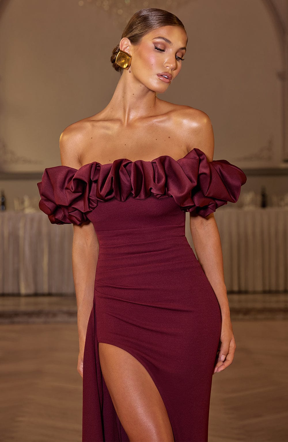 Giaoria Maxi Dress in Cherry Lacquer by Clandour, product photo 4