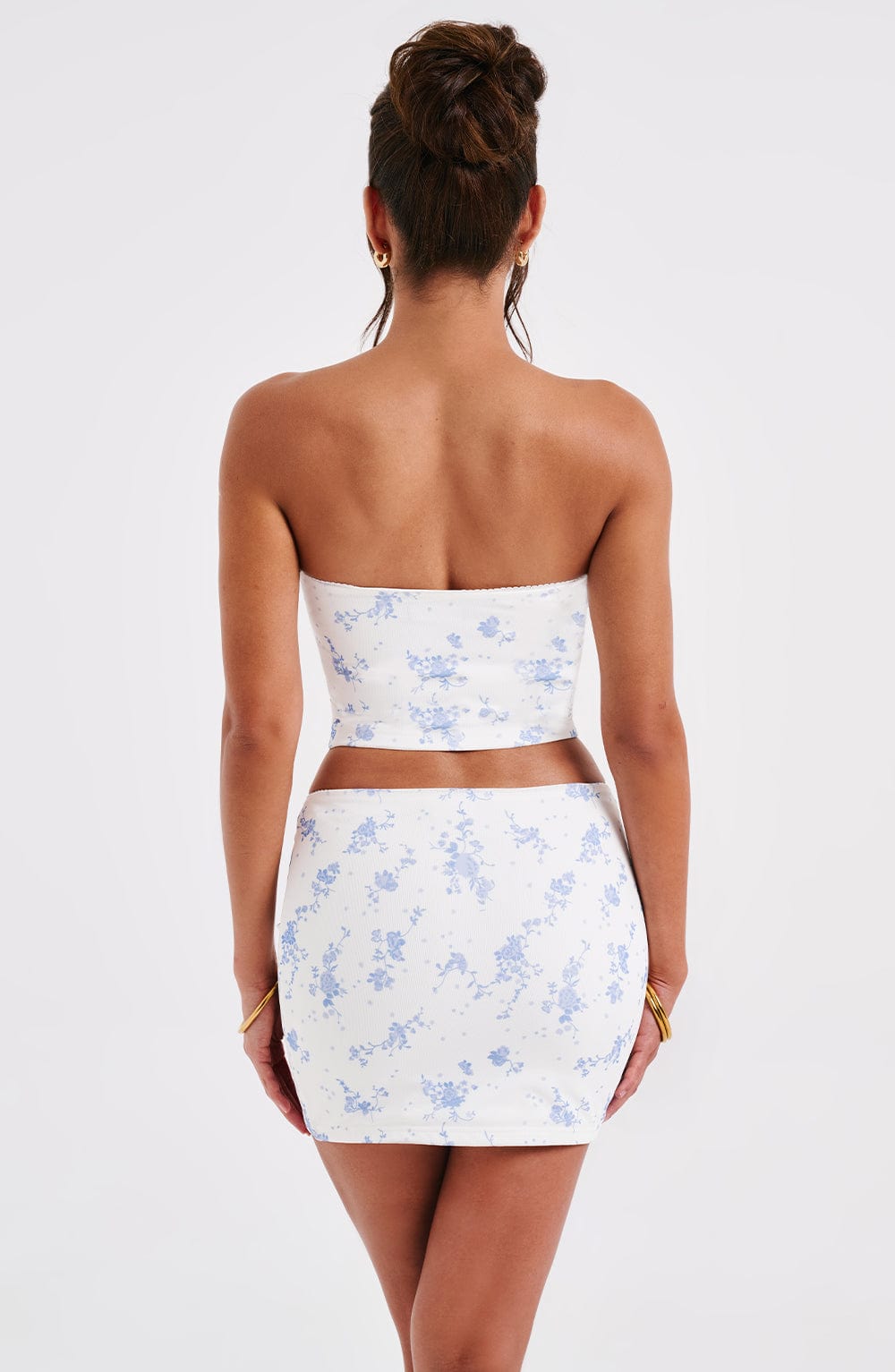 Haliaette Mini Skirt in Blue Ditsy Print by Clandour, product photo 2