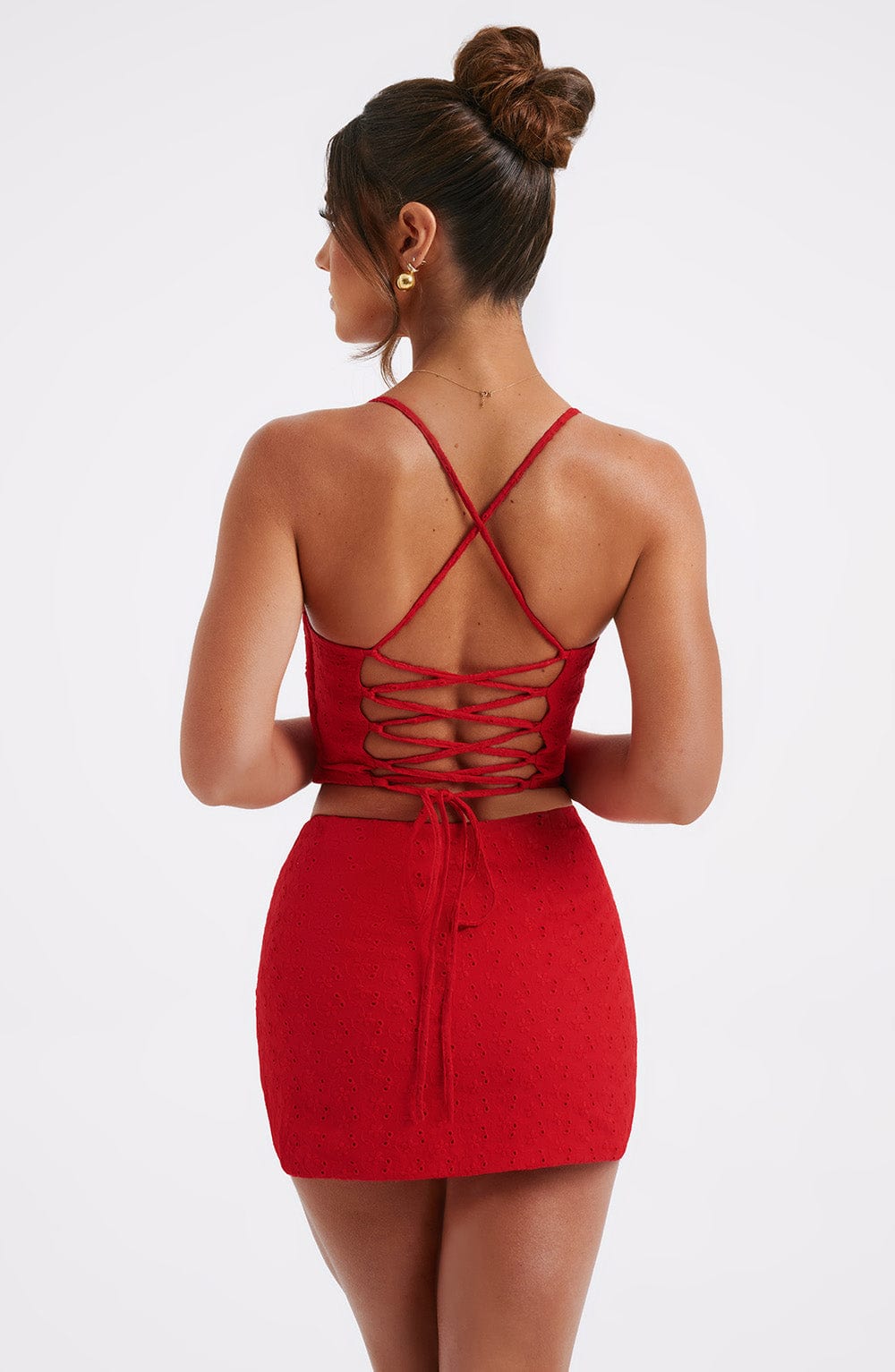 Haliaina Mini Skirt in Red by Clandour, product photo 5