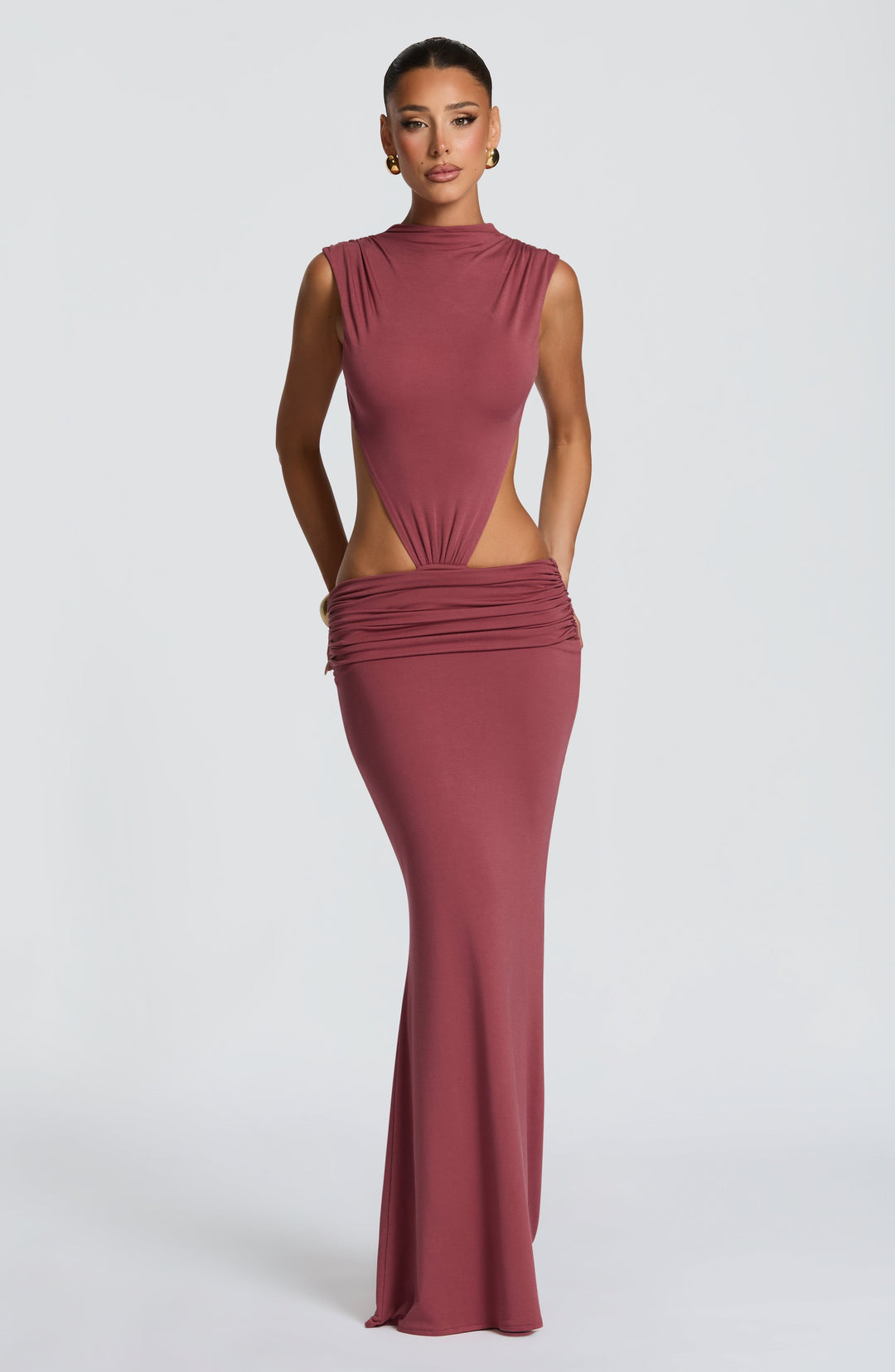 Halialina Maxi Dress in Rose Brown by Clandour, product photo 1