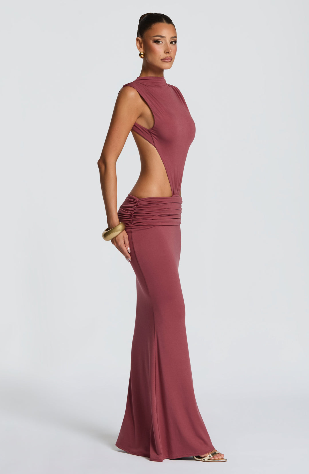Halialina Maxi Dress in Rose Brown by Clandour, product photo 3