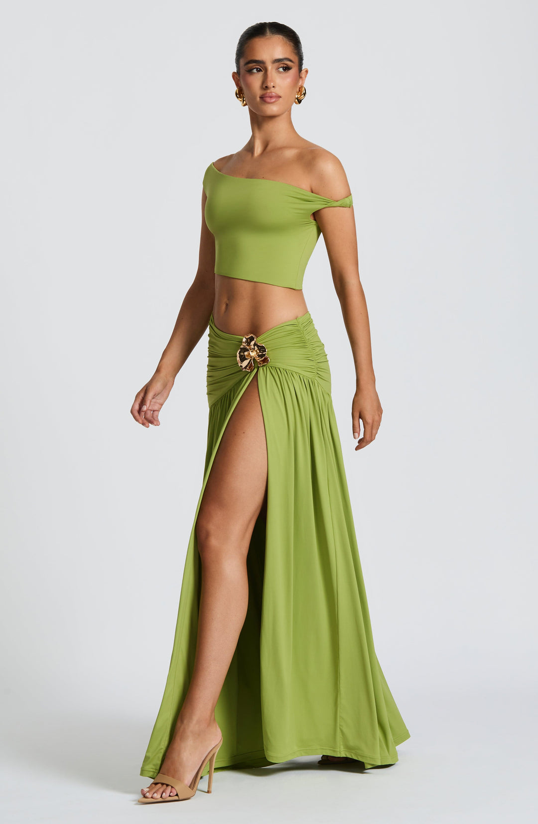 Talialina Maxi Skirt in Olive by Clandour, product photo 3