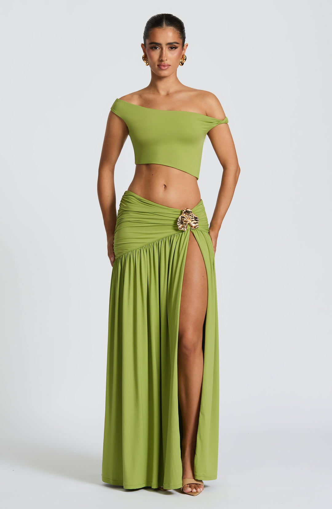 Talialina Maxi Skirt in Olive by Clandour, product photo 6