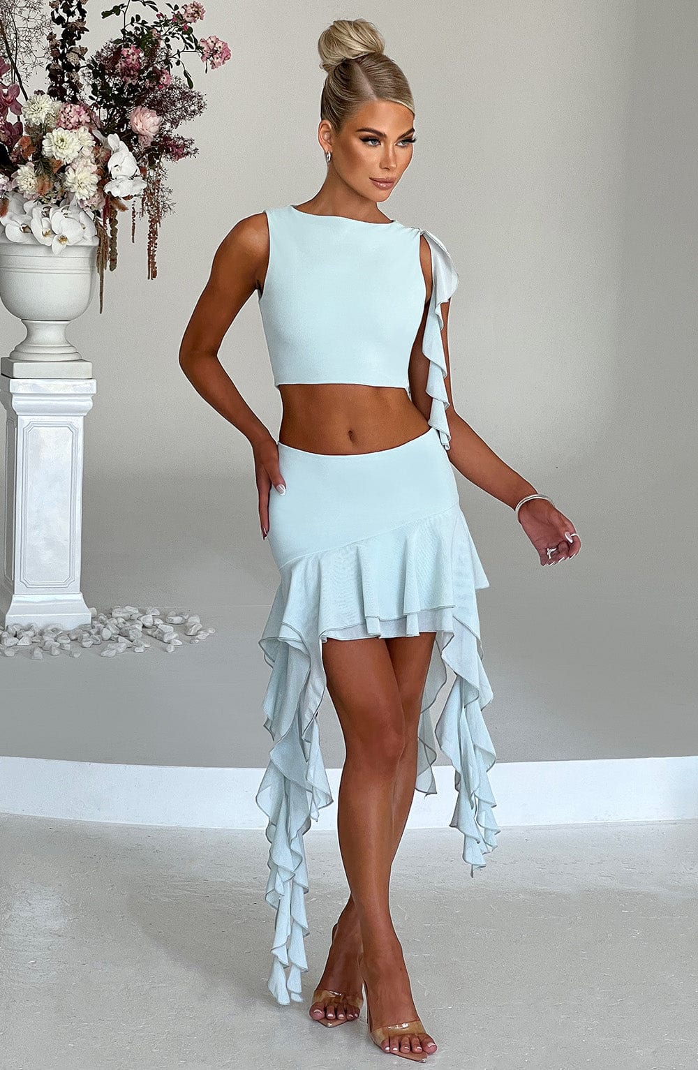 Haliavieve Mini Skirt in Mint by Clandour, product photo 1