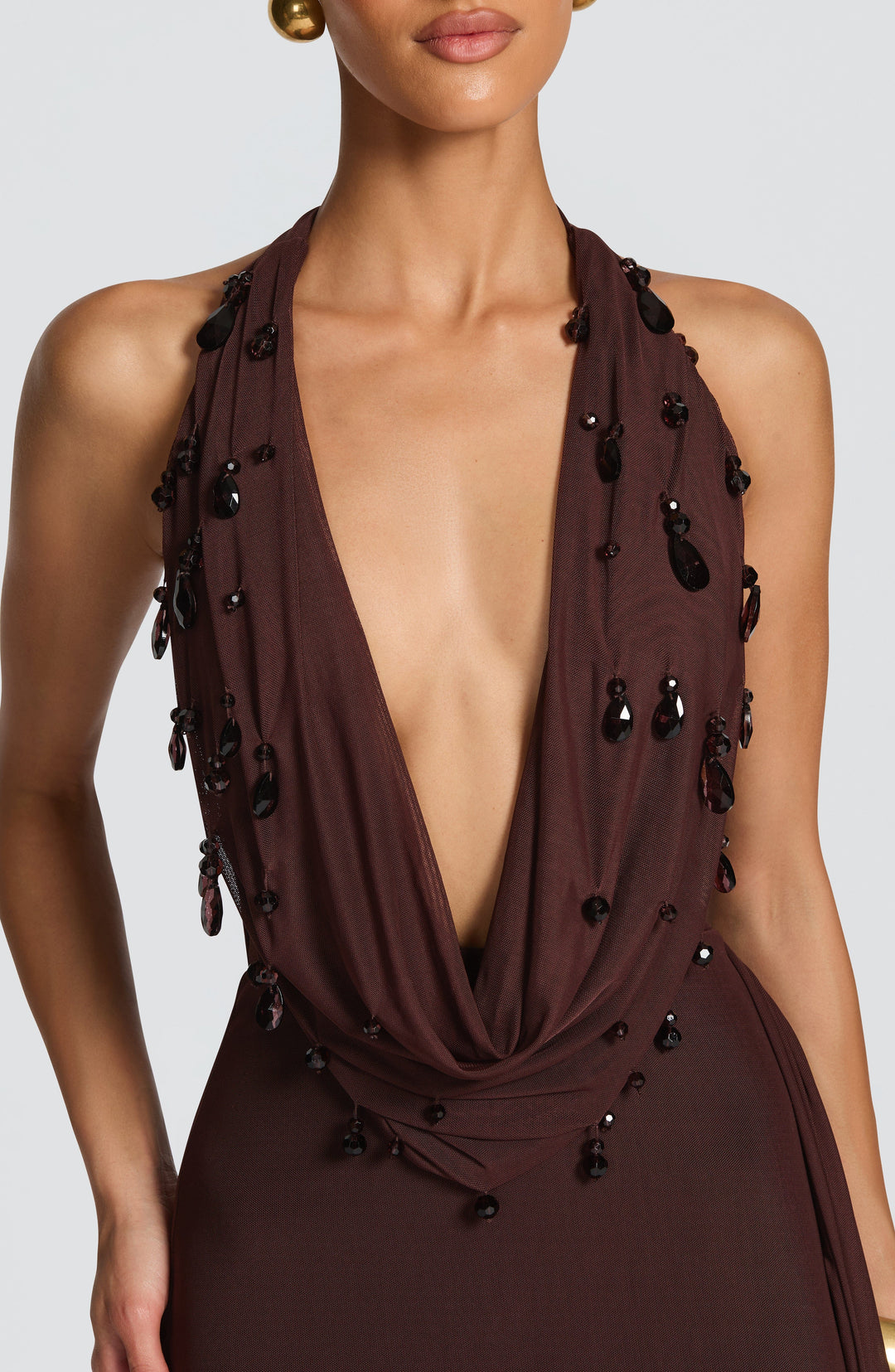 Haliayne Maxi Dress in Plum Brown by Clandour, product photo 3