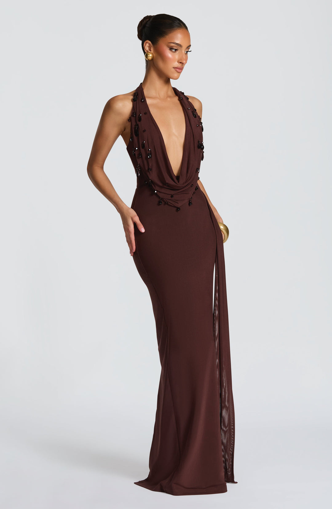 Haliayne Maxi Dress in Plum Brown by Clandour, product photo 7