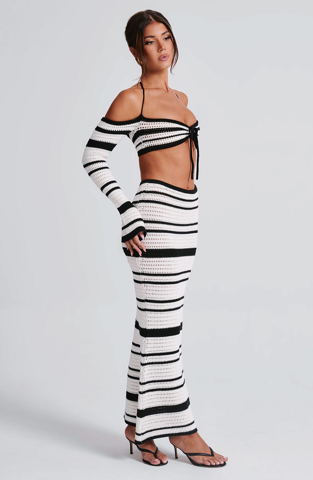 Islaella Maxi Skirt in Black/White by Clandour, product photo 9