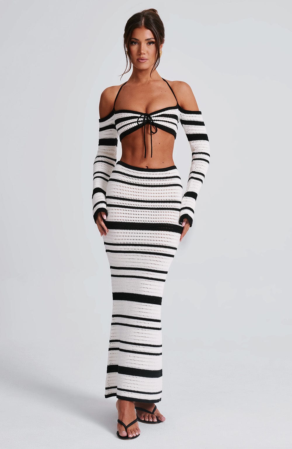 Islaella Maxi Skirt in Black/White by Clandour, product photo 10