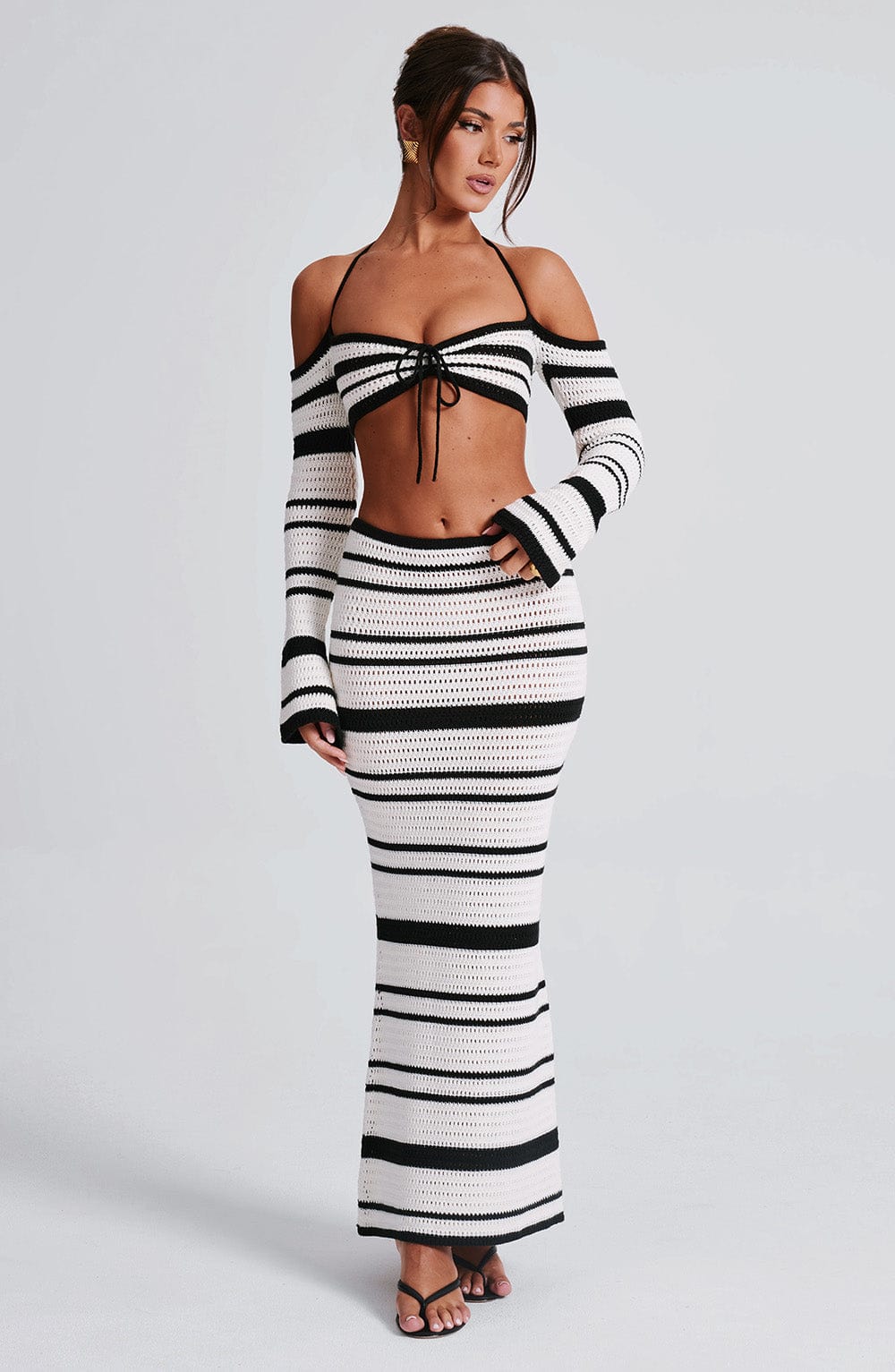 Islaella Maxi Skirt in Black/White by Clandour, product photo 11