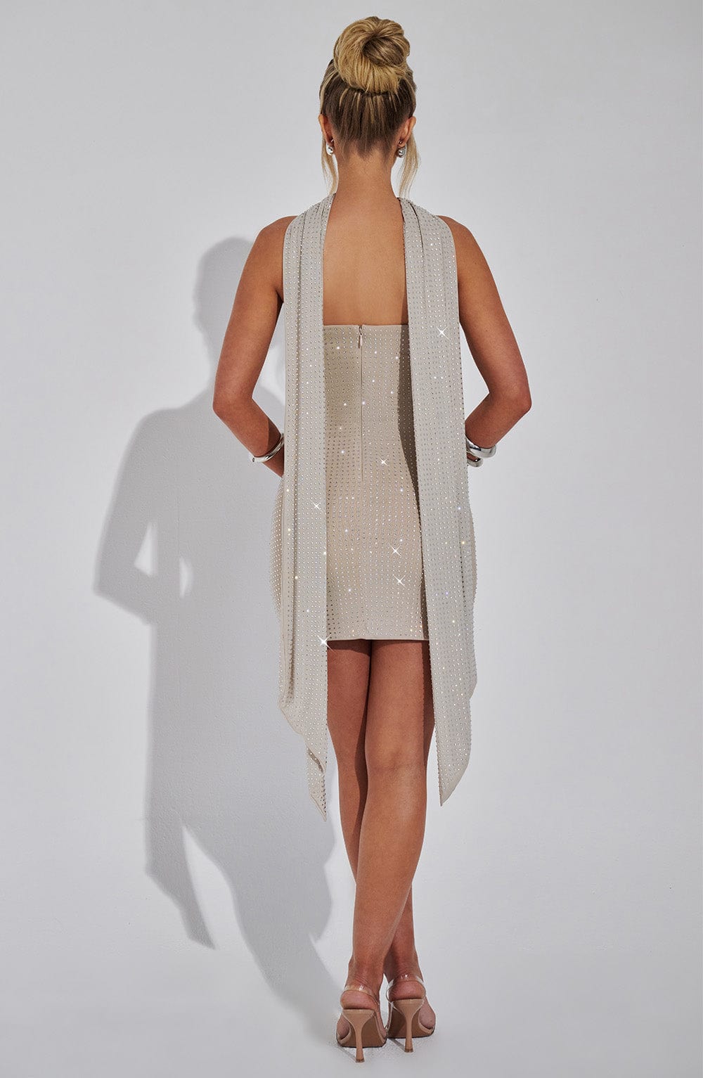 Islaessa Mini Dress in Silver/Nude by Clandour, product photo 11